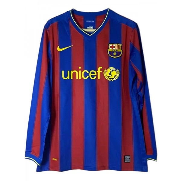 Barcelona casa maglia manica lunga retro maglia da calcio uniforme da uomo blu prima maglia da calcio abbigliamento sportivo 2009-2010