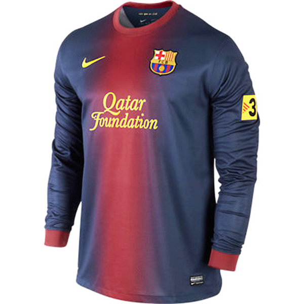 Barcelona maglia retrò casa a maniche lunghe divisa da calcio prima maglia da calcio maschile 2012-2013