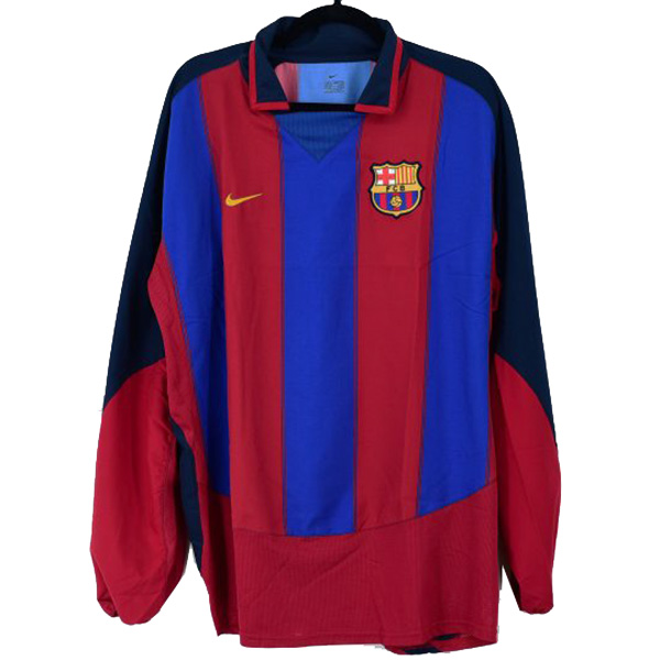 Barcelona maglia da calcio da uomo con divisa da calcio a maniche lunghe retrò da casa 2003-2004
