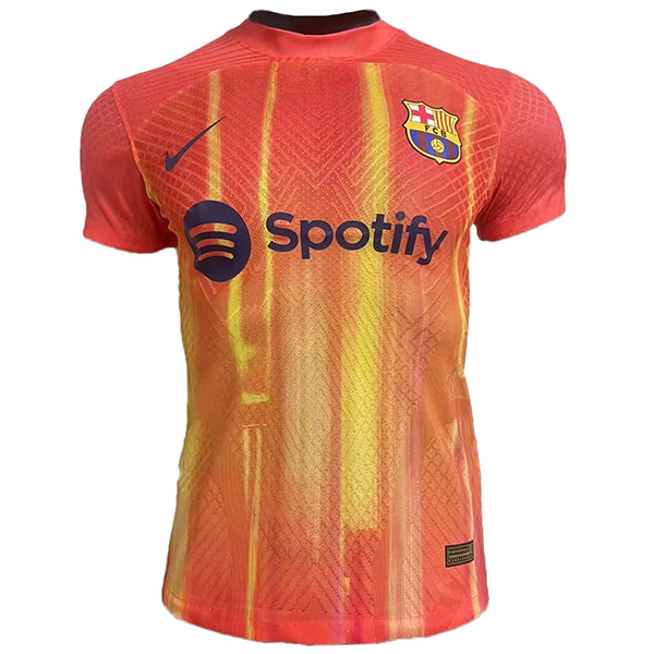 Barcelona versione giocatore speciale maglia uniforme da calcio kit da calcio sportivo da uomo maglietta arancione 2023-2024