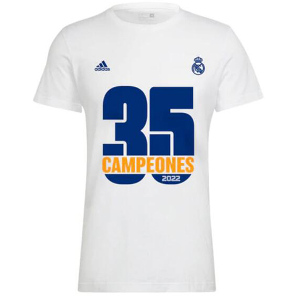 Real madrid campeones 35 t-shirt bianca da calcio da uomo top da calcio maglia sportiva 2022-2023