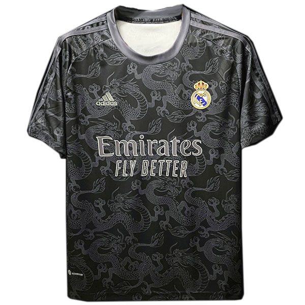 Real madrid dragon jersey speciale calcio uniforme da uomo kit da calcio nero maglia sportiva 2022-2023