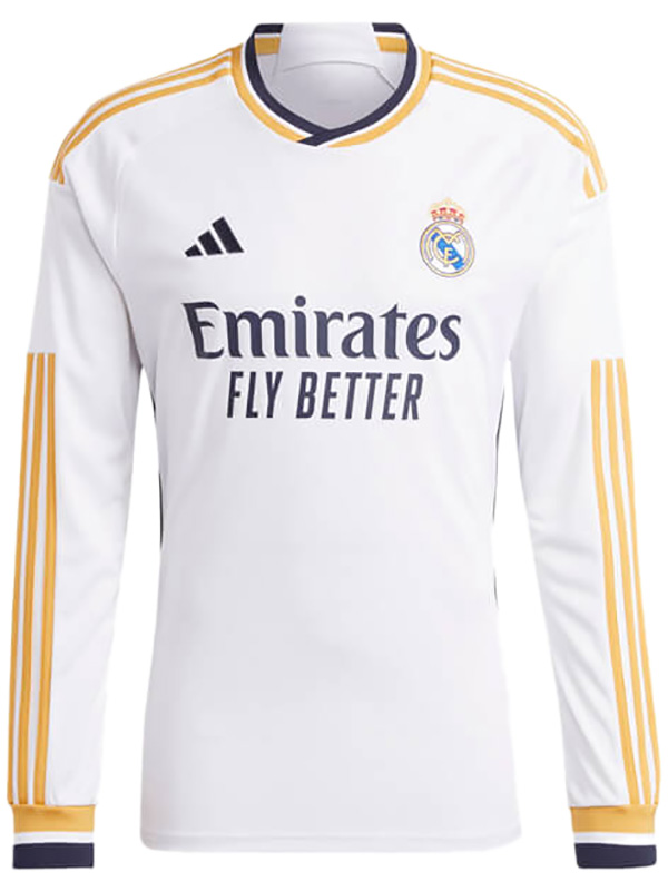 Real Madrid maglia a manica lunga home del t-shirt sportiva da calcio per la prima divisa da calcio da uomo 2023-2024