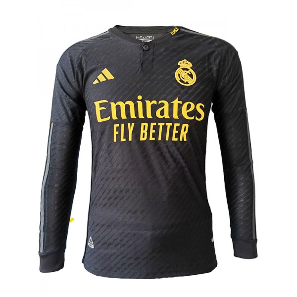 Real madrid terza maglia a maniche lunghe del maglia da calcio del terzo kit di abbigliamento sportivo da uomo dell'uniforme da calcio 2023-2024