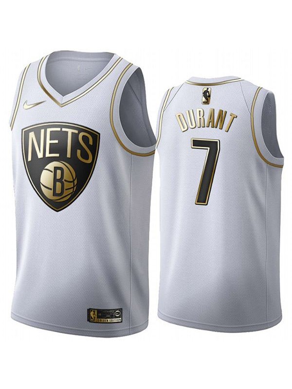 All Star Game Brooklyn Nets 7 Kevin Durant DT White Gold Basketball Edition Limited Jersey 2020