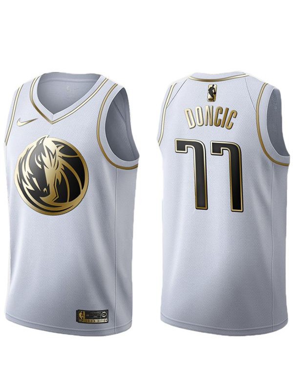 All Star Game Luka Doncic 77 Dallas Mavericks White Gold Basketball Edition Jersey 2020