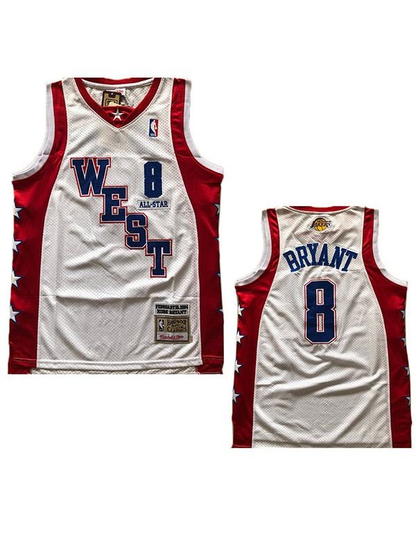 All star west lakers 8 kobe bryant retro basketball jersey edition swingman vest white 2004