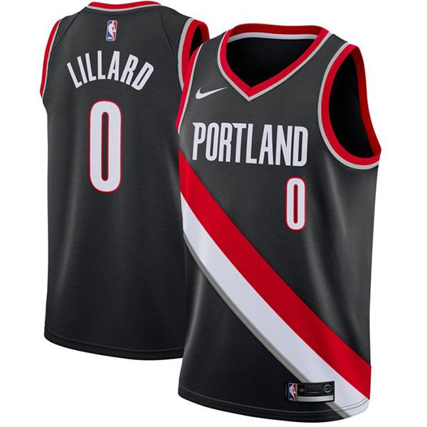 Maglia Boston Portland Trail Blazers Damian Lillard 0 NBA Basketball Swingman Camicia Black Red Edition 2021