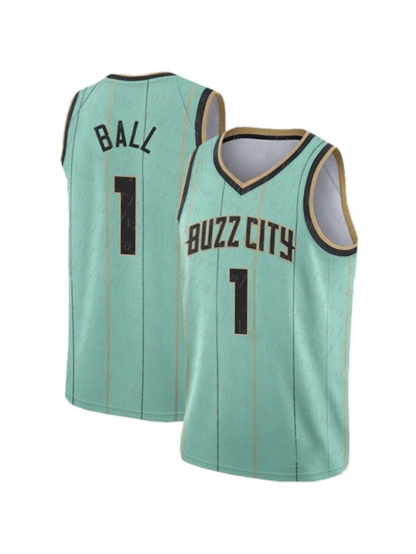 Charlotte Hornets Ball Maglia edizione association Jordan 1 Dri-FIT Swingman Buzz City maglia edizione ciano 2023