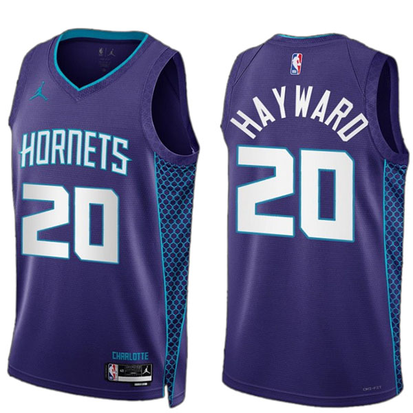 Charlotte Hornets Gordon Hayward maglia viola 20 edizione dichiarazione uniforme da basket maglia swingman limitata 2023
