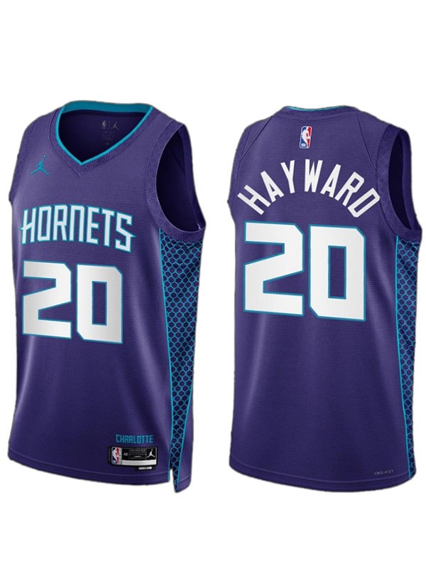 Charlotte Hornets Gordon Hayward maglia viola 20 edizione dichiarazione uniforme da basket maglia swingman limitata 2023