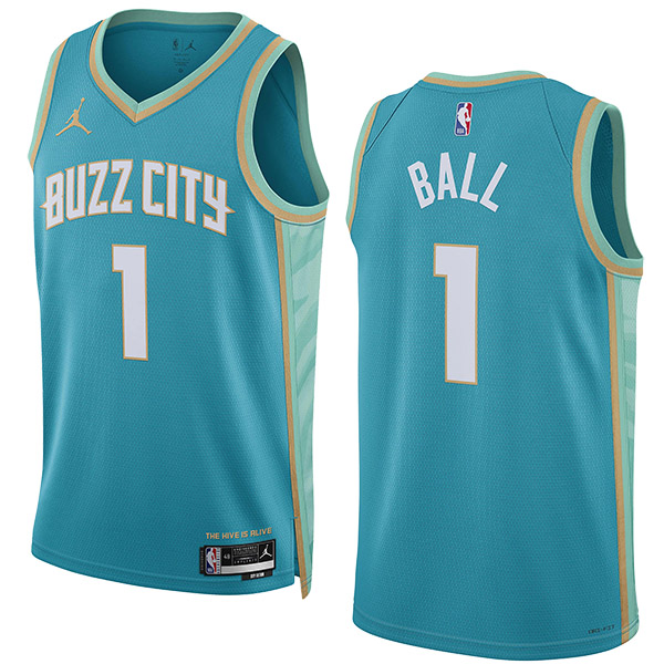 Charlotte Hornets LaMelo Ball 1 jersey men's cyan basketball edition uniform swingman kit limited edition vest