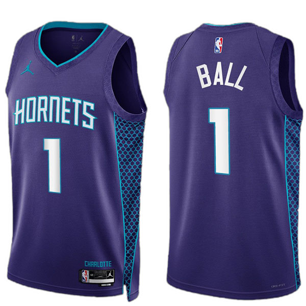 Charlotte Hornets Maglia LaMelo Ball dei 1 maglia da basket viola edizione dichiarazione swingman limitata 2023