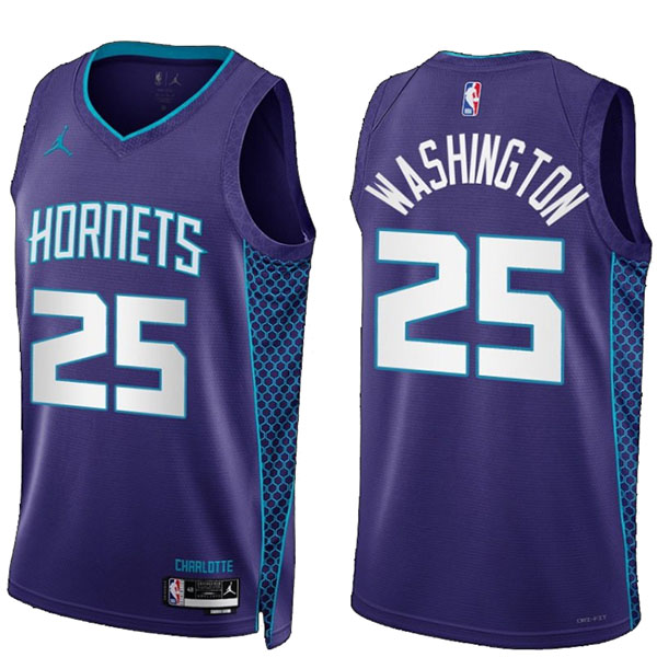 Charlotte Hornets P.J. Washington maglia 25 viola dichiarazione edizione uniforme da basket maglia swingman limitata 2023