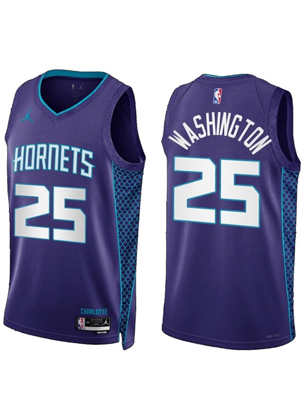 Charlotte Hornets P.J. Washington maglia 25 viola dichiarazione edizione uniforme da basket maglia swingman limitata 2023