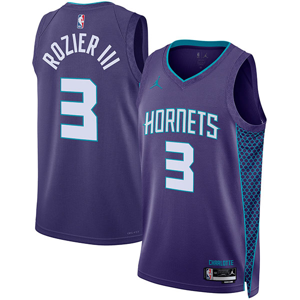 Charlotte Hornets Terry Rozier III maglia 3 viola dichiarazione edizione uniforme da basket maglia swingman limitata 2023