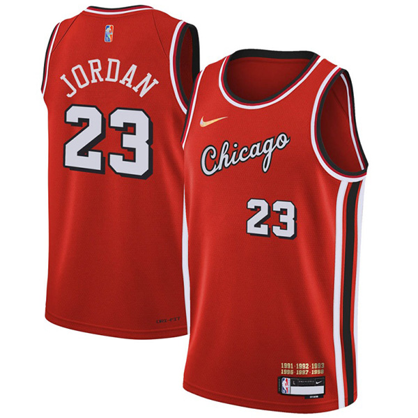 Chicago Bulls 23 maglia Michael Jordan 75a divisa da basket città swingman kit maglia rossa edizione limitata 2022