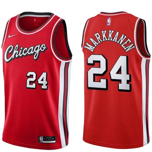 Chicago Bulls 24 Markkanen jersey red basketball uniform swingman kit limited edition shirt 2022-2023