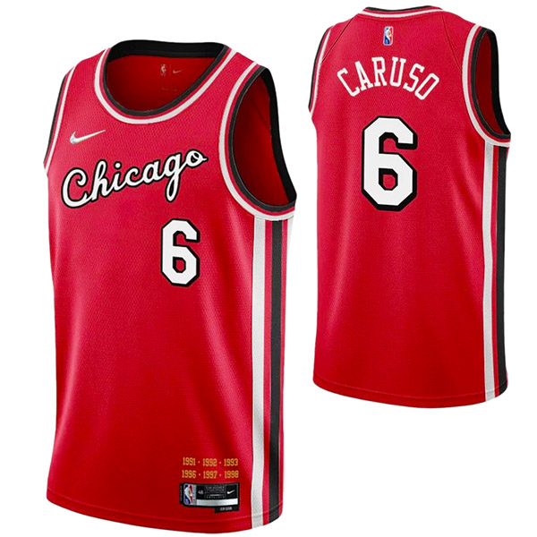 Chicago Bulls 6 Alex Caruso maglia 75a divisa da basket città swingman kit maglia rossa edizione limitata 2022