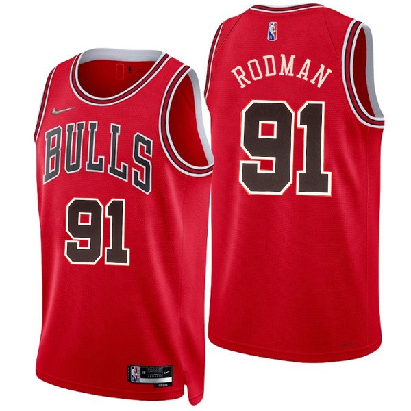 Chicago Bulls 91 Dennis Keith Rodman maglia 75a divisa da basket città swingman kit maglia rossa edizione limitata 2022