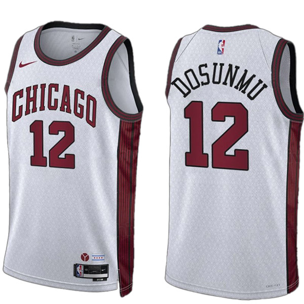 Chicago Bulls Ayo Dosunmu jersey men's 12 city basketball uniform swingman white kit limited edition shirt 2023