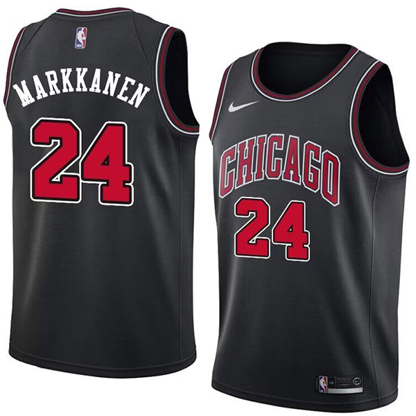 Chicago bulls city edition swingman jersey men's Lauri Markkanen 24 black basketball limited vest