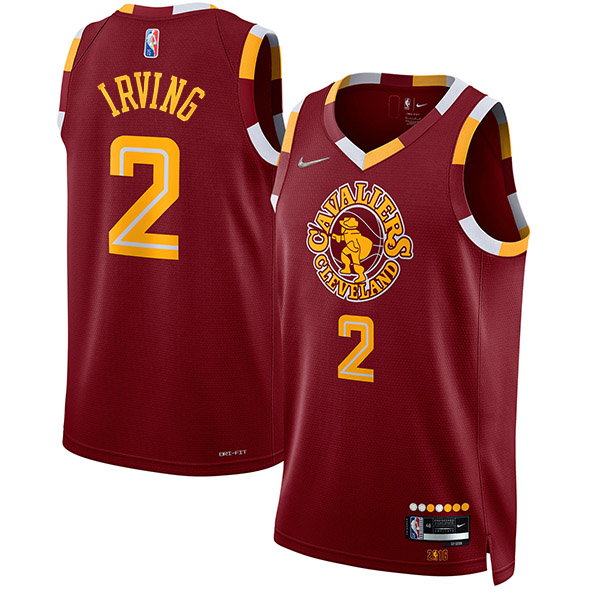 Cleveland Cavaliers 2 Kyrie Irving jersey maglia da basket da uomo divisa da basket in edizione limitata swingman maglia rossa 2022