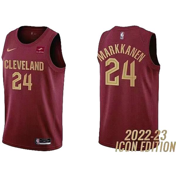 Cleveland Cavaliers 24 Markkanen maglia da basket uniforme rossa swingman kit in edizione limitata 2022-2023