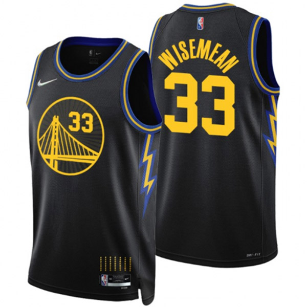 Golden State Warriors maglia 33 James Wiseman 75th city uniforme da basket swingman kit nero maglia in edizione limitata 2022