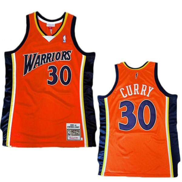 Golden State Warriors mitchell ness Curry 30 retro basketball jersey swingman vest orange