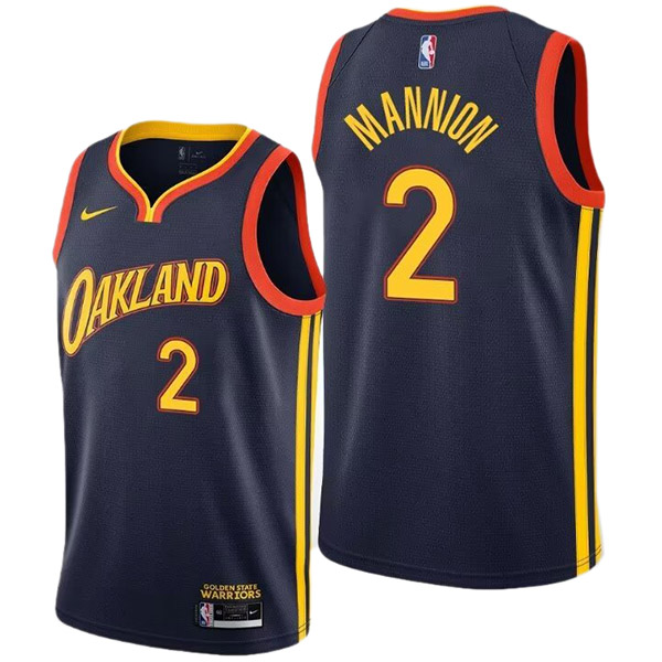 Golden State Warriors Nico Mannion 2 jersey men's navy basketball uniform swingman kit limited edition vest