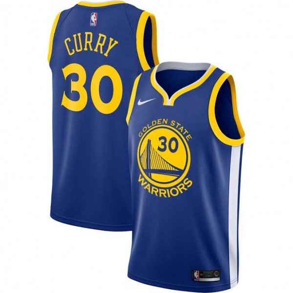 Golden State Warriors Stephen Curry 30 Icon Rakuten Royal Jersey Basketball Shirt 2019-2020