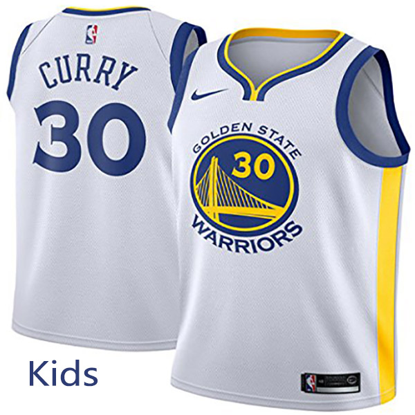 Golden State Warriors Stephen Curry 30 kids city edition swingman jersey youth white uniform children basketball limited vest