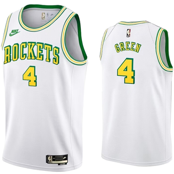Houston Rockets Jalen Green 4 jersey men's white swingman city edition uniform basketball limited vest