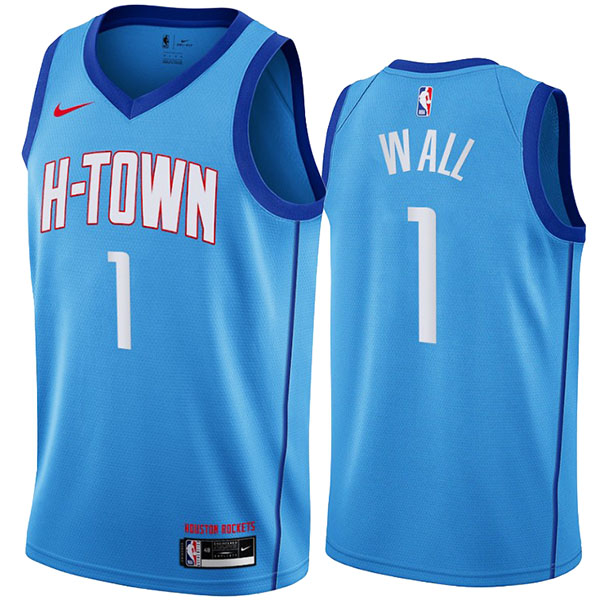 Houston Rockets John Wall 1 icon wine swingman jersey men's basketball statement edition limited vest blue 2021