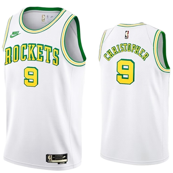 Houston Rockets Josh Christopher 9 jersey city edition white basketball uniform swingman limited vest