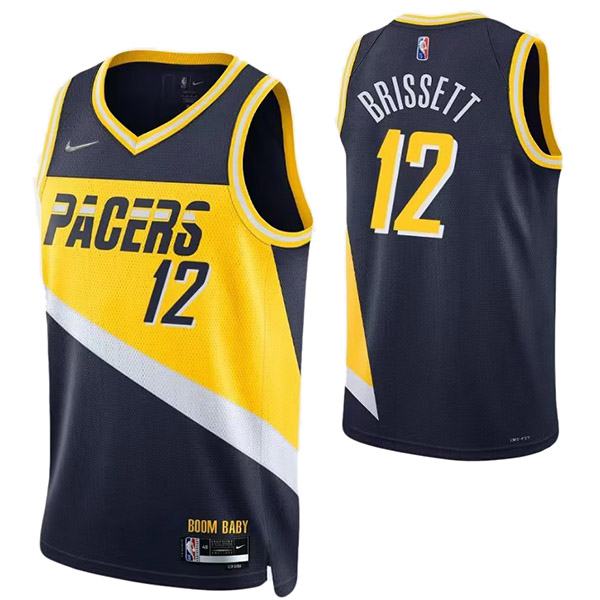 Indiana Pacers 12 Brissett jersey navy basketball uniform swingman kit limited edition shirt 2022-2023
