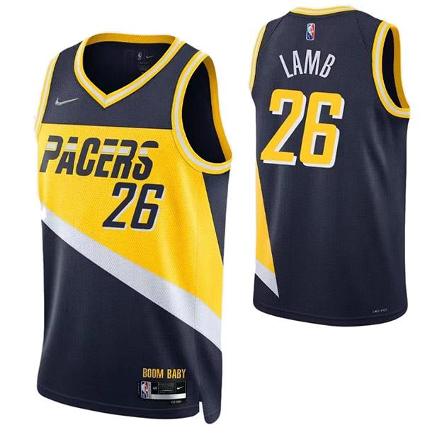 Indiana Pacers 26 Lamb jersey navy basketball uniform swingman kit limited edition shirt 2022-2023