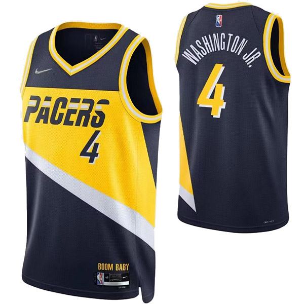 Indiana Pacers 4 Washington jr. jersey navy basketball uniform swingman kit limited edition shirt 2022-2023