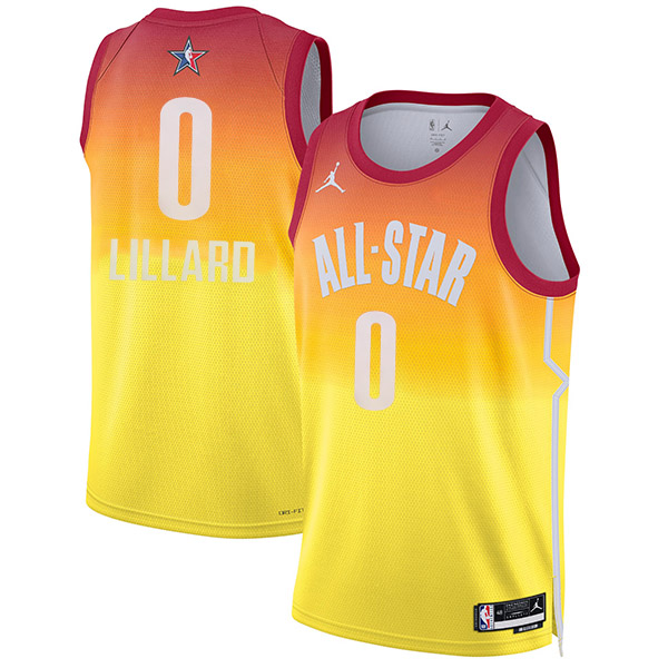 Jordan 2022-2023 all-star game milwaukee bucks Lillard #0 Dri-Fit swingman jersey basketball uniform swingman orange kit limited edition shirt