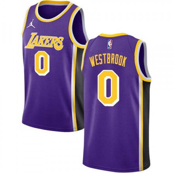 Jordan Los Angeles Lakers 0 Russell Westbrook maglia la divisa da basket città swingman kit maglia viola edizione limitata 2022