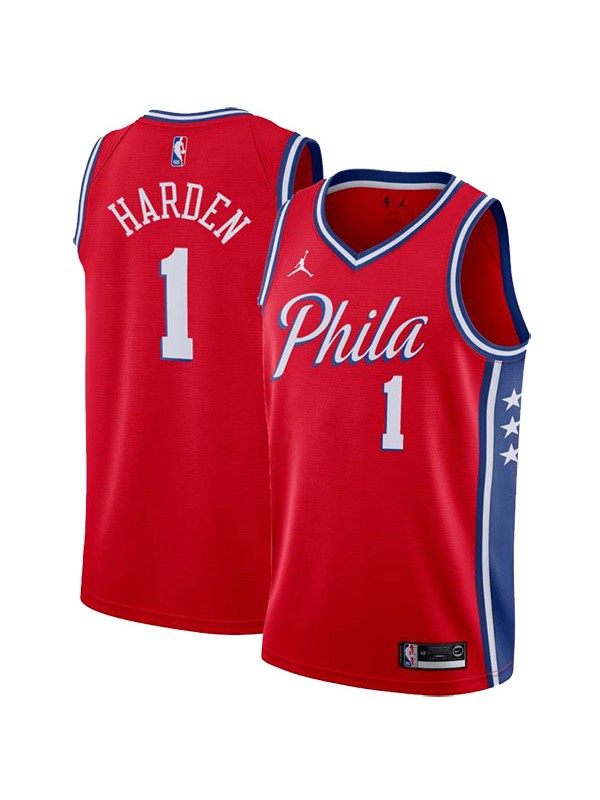 Jordan Philadelphia 76ers 1 James Harden maglia 75a divisa da basket città swingman in edizione limitata kit maglia rossa 2022