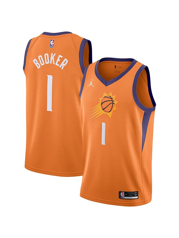 Jordan Phoenix Suns 1 Devin Booker statement swingman jersey Men's basketball shirt orange 2021