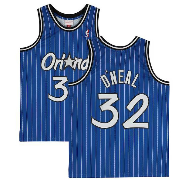 Jordan Shaquille O'Neal Orlando Magic Autographed jersey mitchell ness hardwood swingman blue pinstripe replica uniform 1995-1996