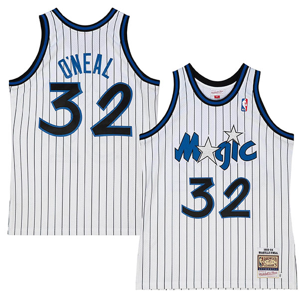 Jordan Shaquille O'Neal Orlando Magic Autographed jersey mitchell ness hardwood swingman white pinstripe replica uniform 1995-1996
