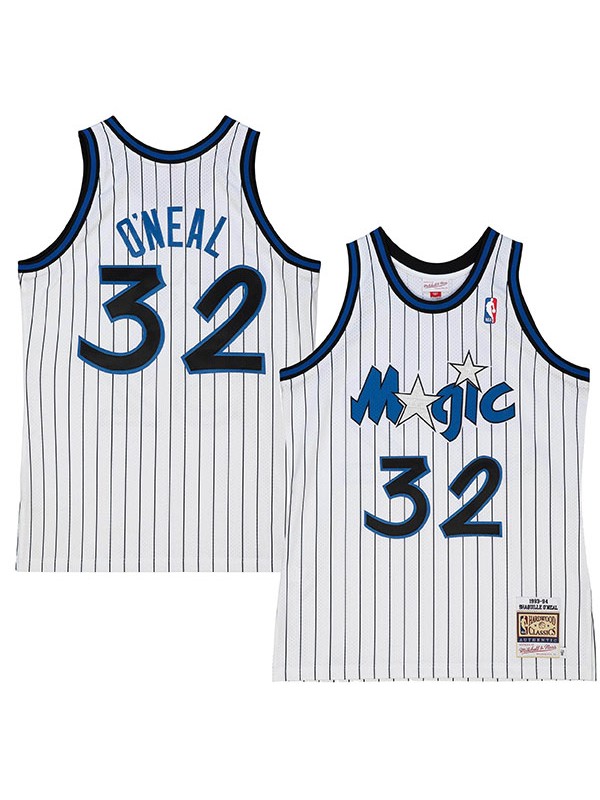 Jordan Shaquille O'Neal Orlando Magic Autographed jersey mitchell ness hardwood swingman white pinstripe replica uniform 1995-1996