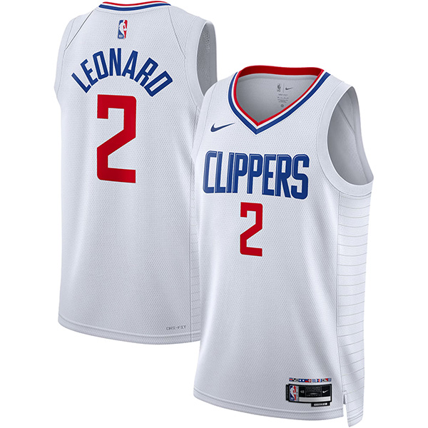La Clippers Kawhi Leonard maglia da basket uniforme da uomo bianca 2 edizione Swingman 2023