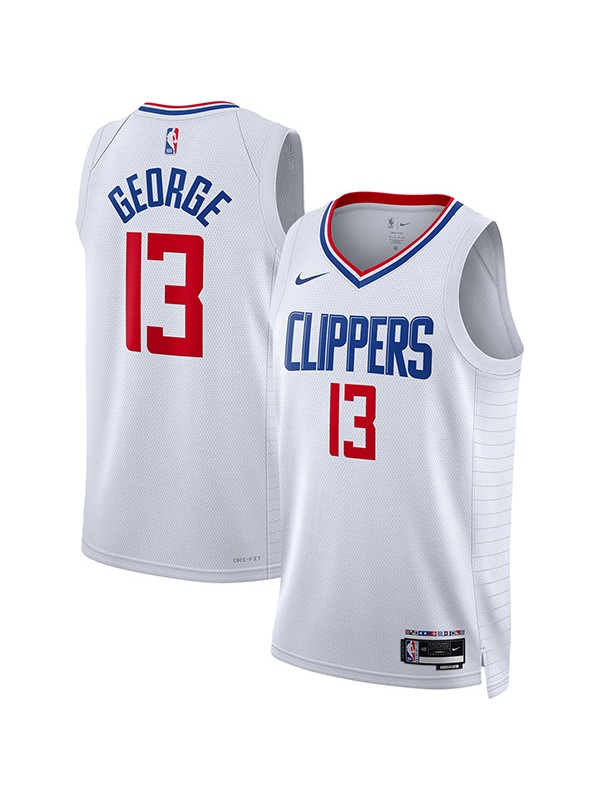 La Clippers Paul George maglia da basket da uomo 13 white city swingman edition 2023
