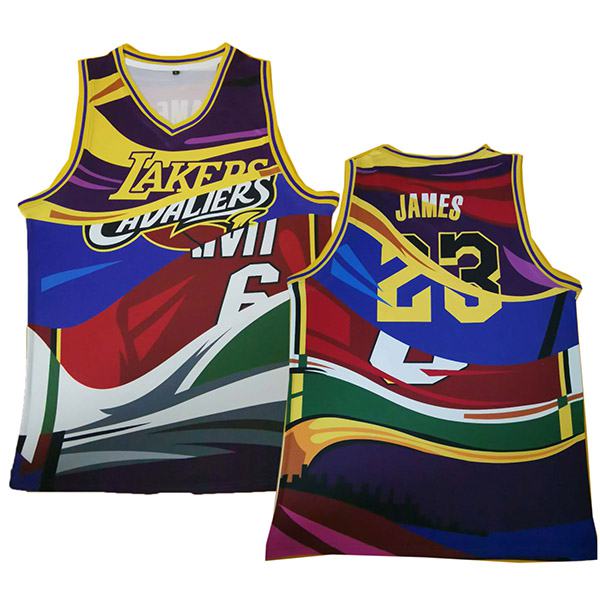 Lakers James joint name stitching 23 basketball jersey men's swingman edition vest