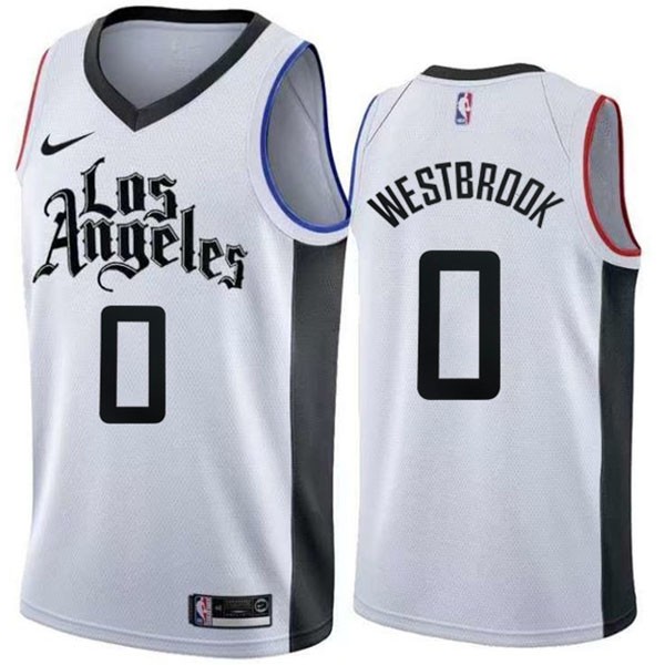 Los Angeles Clippers city statement edition swingman jersey 0# Russell Westbrook white uniform kit limited shirt 2022-2023